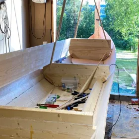 River boat for the Alta river under construction in Jonas workshop